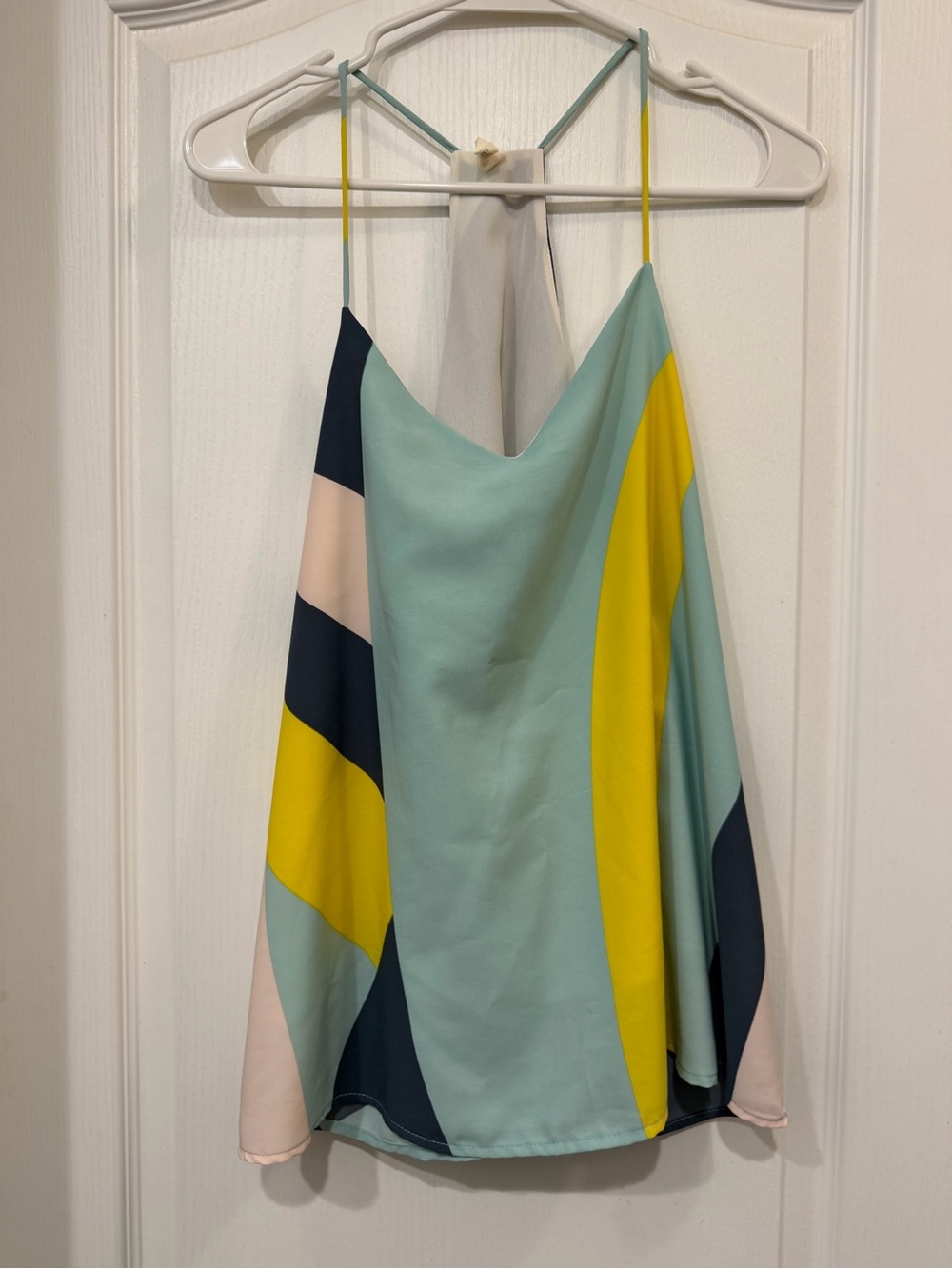 Tyche Colorblock Satin Cami in Mint, Yellow, Navy and Blush